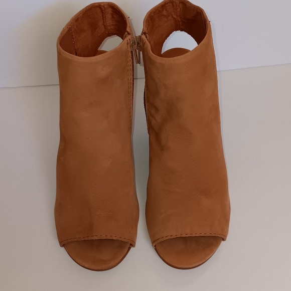 Steve Madden Tulisa Tan Suede Open Toe High Heel Bootie 8M - Picture 3 of 9